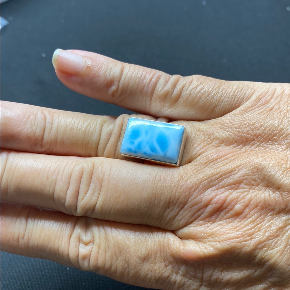Larimar Ring Size 9 In Solid Sterling Silver 925 - image 7